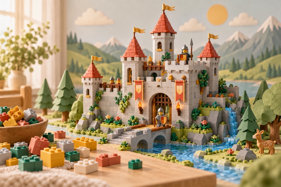 KI-Themenillustration: Themenwelt oder freies Bauen, keine Abbildung eines konkreten Sets